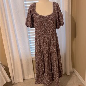 Sonoma Burgundy Floral Midi Dress